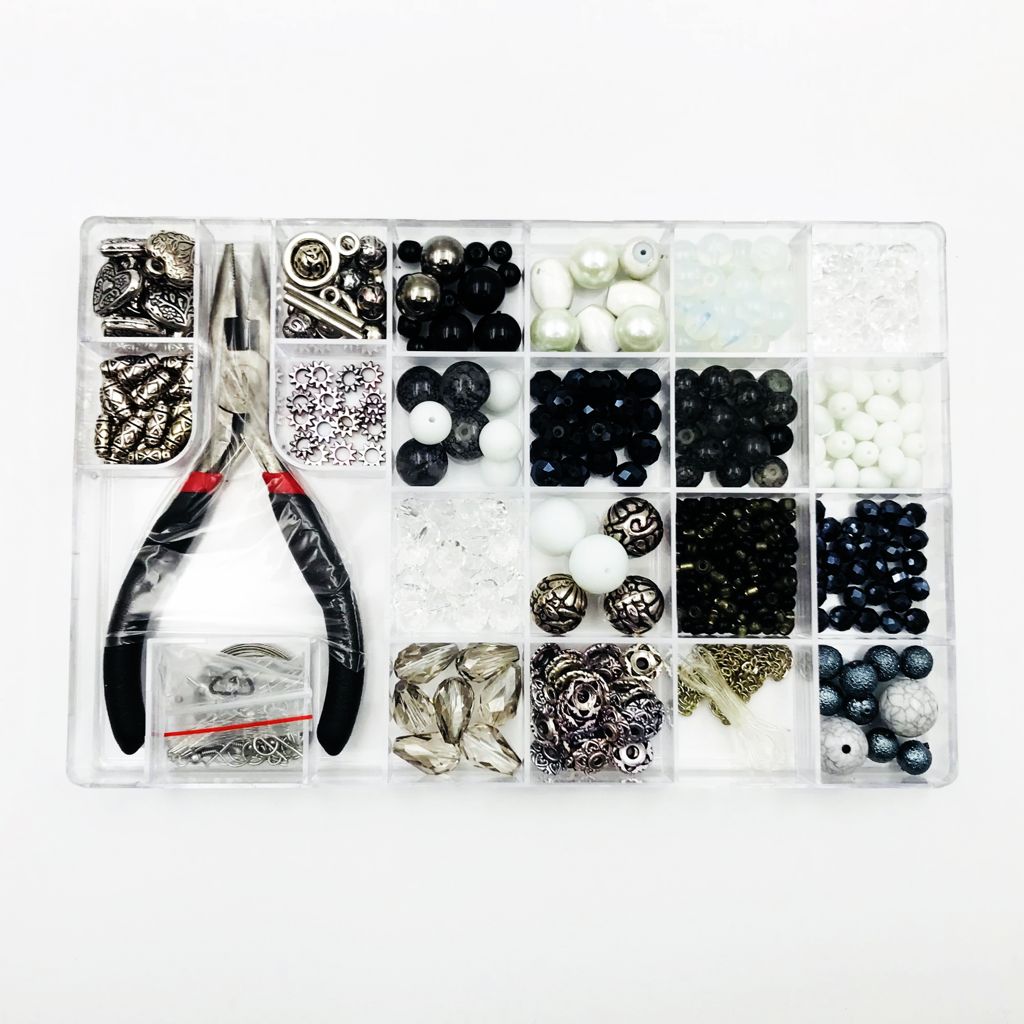 Black & White - Kit DIY 526 Pezzi + 1 Pinza + 5,05mt filo - Kit Do It Yourself - Crystal Stones