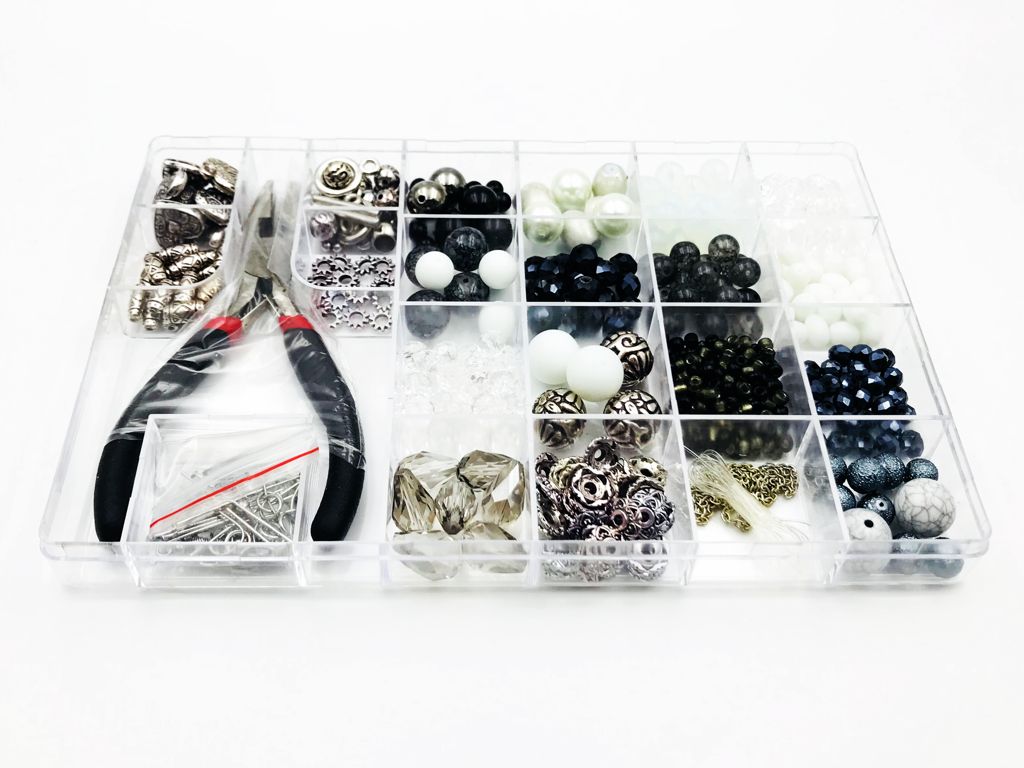 Black & White - Kit DIY 526 Pezzi + 1 Pinza + 5,05mt filo - Kit Do It Yourself - Crystal Stones