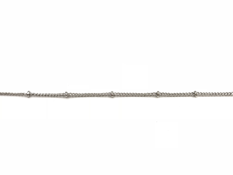 Catena groumette Silver con pallina, spessore 1 x 1 mm – Venduta a metro – Crystal Stones