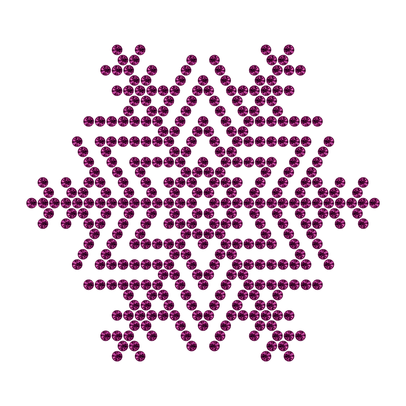Motivo Fiocco di Neve Termoadesivo Hotfix - Vari colori - In Cristallo - Fuchsia 134 - Xilion 2038 - Crystal Stones