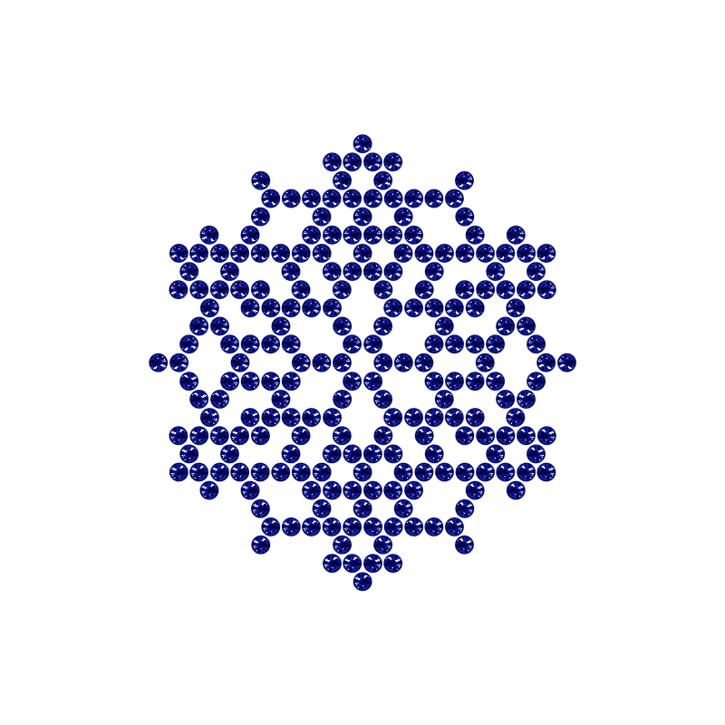 Motivo Fiocco di Neve Termoadesivo Hotfix FN06 - Vari colori - In Cristallo - Capri Blue 137 - Xilion 2038 - Crystal Stones